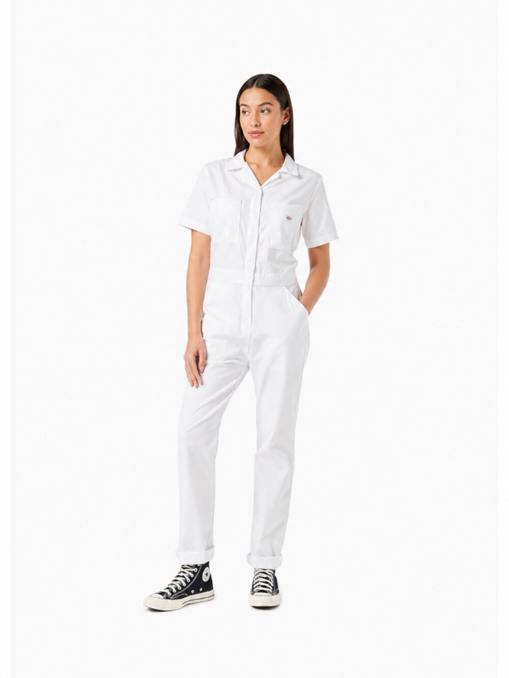 Dickies FLEX White Utility Jumpsuit | Women's Workwear Coverall | Size Small
